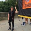 Great to see father & son carrying branch banner