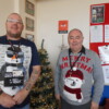 David Clegg and Les Timbey in their Xmas jumpers