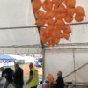 John Warcup filling the balloons with helium