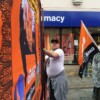 David Clegg carrying the Durham LA banner